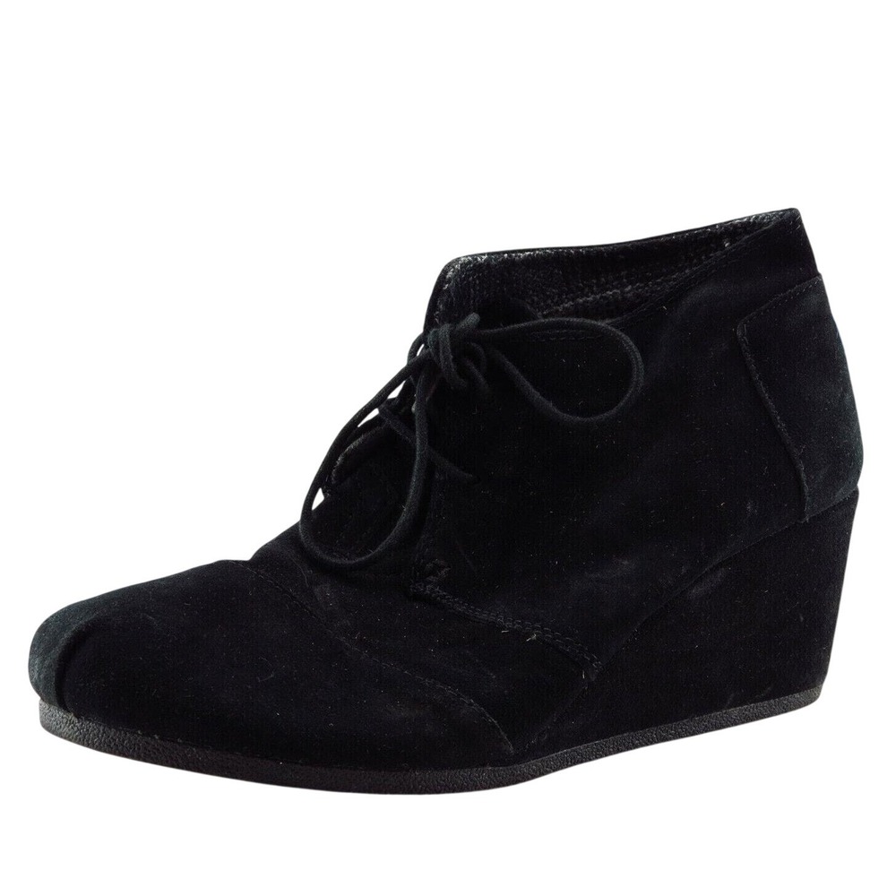 Toms Boot Sz 11 M Short Boots Almond Toe Black Synthetic Women